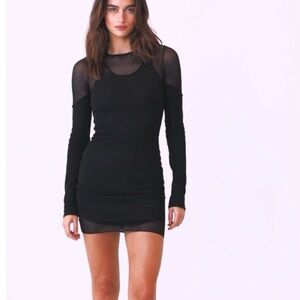 ALO Yoga Elegant Black Mesh Sleeve Dress